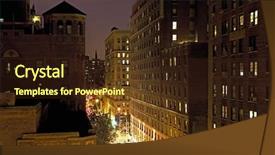  Presentation with new york night - Colorful slides enhanced with new york city street and housing elevated view at night backdrop and a tawny brown colored foreground