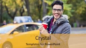  Presentation with taxi cabs new york city - Slide deck enhanced with new york city taxi pass background and a gold colored foreground