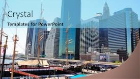 Presentation with seaport - Presentation theme featuring new-york-city-the-historic background and a arctic colored foreground