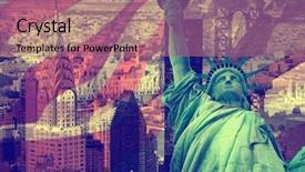  Presentation with new york city - Slide deck having new york city united states background and a coral colored foreground