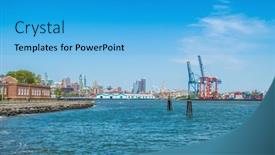  Presentation with container terminal - Amazing theme having new-york-city-usa-june backdrop and a teal colored foreground
