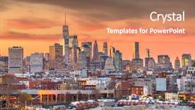  Presentation with new york city - Slide deck featuring new york city usa midtown background and a coral colored foreground