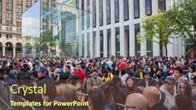  Presentation with waiting line - Audience pleasing presentation theme consisting of new-york-city-usa-october backdrop and a tawny brown colored foreground