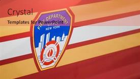  Presentation with fire department - Theme having new-york-city-usa-september background and a coral colored foreground