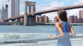  Presentation with brooklyn - Presentation having new-york-city-woman-looking background and a light blue colored foreground