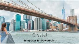  Presentation with brooklyn - Presentation theme having new-york-city-woman-looking background and a light gray colored foreground