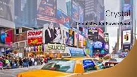 Presentation with busy street - Presentation design enhanced with new-york-december-17-yellow background and a light blue colored foreground