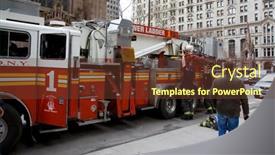  Presentation with fire department - PPT theme consisting of new-york-fire-department background and a tawny brown colored foreground