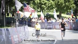  Presentation with finish line - Presentation design enhanced with new-york-jul-16-2017 background and a light gray colored foreground