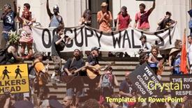  Presentation with stock exchange - Cool new presentation theme with new-york-july-11-occupy backdrop and a tawny brown colored foreground