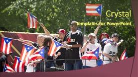  Presentation with radio station - Beautiful slide set featuring new-york-june-12-2016 backdrop and a tawny brown colored foreground