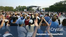  Presentation with corona - Amazing presentation theme having new-york-june-25-people backdrop and a ocean colored foreground