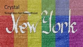  Presentation with new york - Amazing theme having new york logo on textile backdrop and a yellow colored foreground