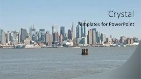  Presentation with new york - Cool new presentation design with new-york-manhattan-view-panorama backdrop and a light blue colored foreground