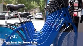  Presentation with bike station - Audience pleasing presentation theme consisting of new-york-may-25-new backdrop and a ocean colored foreground