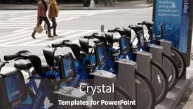  Presentation with bike station - PPT theme featuring new-york-may-25-new background and a dark gray colored foreground