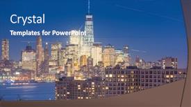  Presentation with new york night - Colorful PPT layouts enhanced with new-york-new-york-usa backdrop and a ocean colored foreground