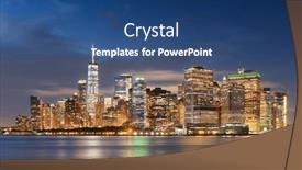  Presentation with new york night - PPT theme featuring new-york-new-york-usa background and a ocean colored foreground