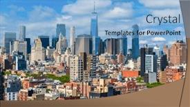  Presentation with manhattan - Presentation theme featuring new-york-new-york-usa background and a light blue colored foreground