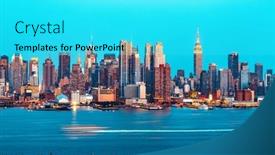  Presentation with dusk - Slide set with new-york-new-york-usa background and a cyan colored foreground