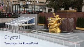  Presentation with ice rink - Colorful slides enhanced with new-york-ny-usa-december backdrop and a sky blue colored foreground