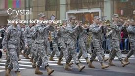  Presentation with marching band - Colorful presentation theme enhanced with new-york-ny-usa-mar backdrop and a gray colored foreground