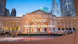  Presentation with public - Beautiful presentation theme featuring new-york-public-library backdrop and a coral colored foreground