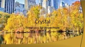  Presentation with fall lake - PPT theme with new york's central park and lake in the fall background and a gold colored foreground
