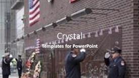  Presentation with firefighters - Presentation theme having new-york-sept-11-2014 background and a gray colored foreground