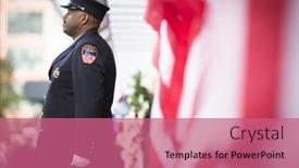  Presentation with fire fighters - Presentation theme having new-york-sept-11-2016 background and a coral colored foreground