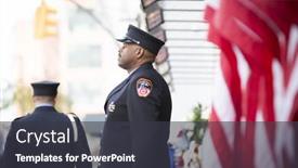  Presentation with fire fighters - Cool new presentation theme with new-york-sept-11-2016 backdrop and a dark gray colored foreground