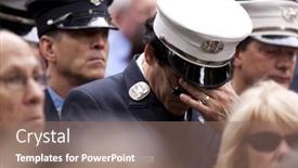  Presentation with firefighters - Audience pleasing slide deck consisting of new-york-sept-11-firefighters backdrop and a coral colored foreground