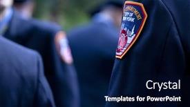  Presentation with firefighters - Colorful PPT theme enhanced with new-york-sept-11 backdrop and a navy blue colored foreground