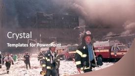  Presentation with firefighters - Slide set having new-york-september-11-new background and a gray colored foreground