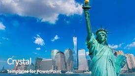  Presentation with new york - Audience pleasing presentation theme consisting of new york skyline american backdrop and a teal colored foreground