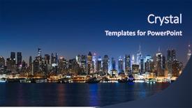  Presentation with new york university - PPT layouts enhanced with new york skyline at night background and a ocean colored foreground