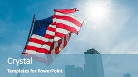  Presentation with american flag - Colorful PPT theme enhanced with new york state government - american flag against bright blue backdrop and a  colored foreground