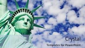  Presentation with sky blue - Presentation theme enhanced with new york state government - close-up of statue of liberty background and a  colored foreground