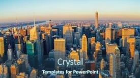  Presentation with empire state building - Amazing presentation theme having new york the iconic manhattan skyline from the empire state building backdrop and a ocean colored foreground