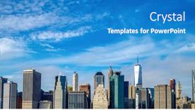  Presentation with new york - Presentation consisting of new york the iconic manhattan skyline from the bridge background and a teal colored foreground