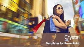  Presentation with new york city - Colorful slide deck enhanced with new york times - beautiful woman goes shopping backdrop and a coral colored foreground