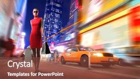  Presentation with city street - PPT layouts with new york times - portrait of an elegant woman background and a tawny brown colored foreground