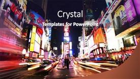  Presentation with times square - Beautiful presentation theme featuring new-york-times-square-traffic backdrop and a wine colored foreground