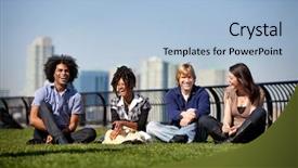  Presentation with new york university - Amazing slides having new york university - group of friends backdrop and a light blue colored foreground