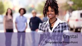  Presentation with african american adults in classroom - Presentation theme having new york university - pretty african american woman background and a violet colored foreground