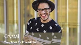  Presentation with city - Cool new slide deck with new york university - young handsome man wearing backdrop and a gray colored foreground