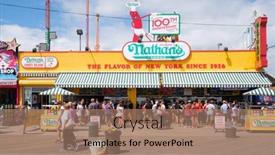  Presentation with coney island - PPT theme consisting of new-york-usa-august-18 background and a coral colored foreground