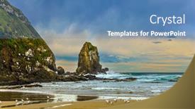  Presentation with pacific island - Presentation theme enhanced with new-zealand-cannibal-bay background and a teal colored foreground