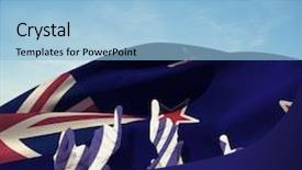  Presentation with woman hands raised to sky - Theme having new zealand flag - hands up and thumbs raised background and a light blue colored foreground