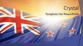  Presentation with new zealand - PPT theme featuring new zealand flag in front background and a blonde colored foreground